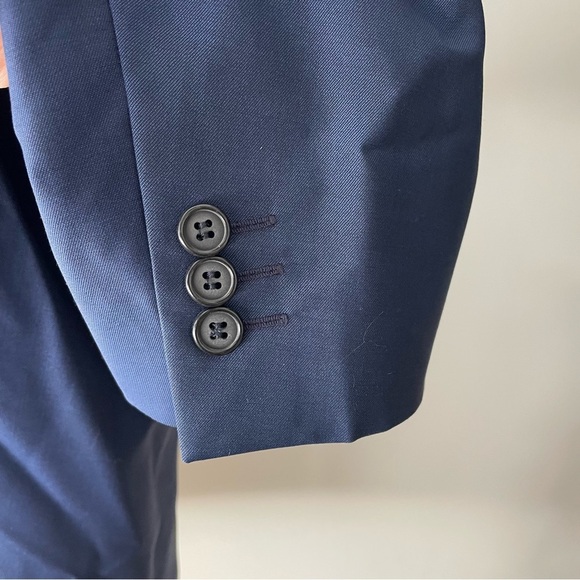 Luxury Italian Longline Sports Coat Blazer Suit Jacket Long Blue Mens Size 44 - Picture 6 of 13